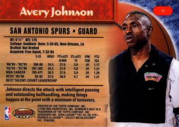 1998-99 Bowman's Best #17 Avery Johnson Back
