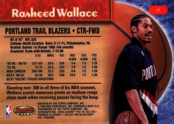 1998-99 Bowman's Best #51 Rasheed Wallace Back