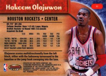 1998-99 Bowman's Best #92 Hakeem Olajuwon Back