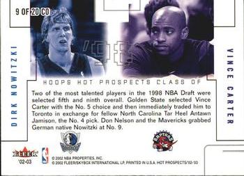 2002-03 Hoops Hot Prospects - Class Of #9 CO Dirk Nowitzki / Vince Carter Back