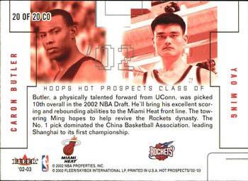 2002-03 Hoops Hot Prospects - Class Of #20 CO Caron Butler / Yao Ming Back
