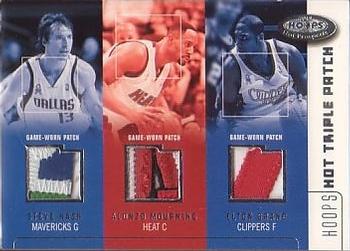 2002-03 Hoops Hot Prospects - Hot Triple Patch #TP-NMB Steve Nash / Alonzo Mourning / Elton Brand Front
