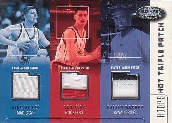 2002-03 Hoops Hot Prospects - Hot Triple Patch #TP-MMW Mike Miller / Yao Ming / DaJuan Wagner Front