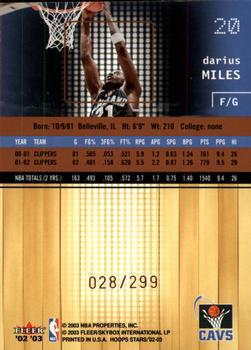 2002-03 Hoops Stars - Five-Star #20 Darius Miles Back