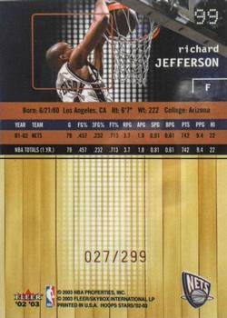 2002-03 Hoops Stars - Five-Star #99 Richard Jefferson Back