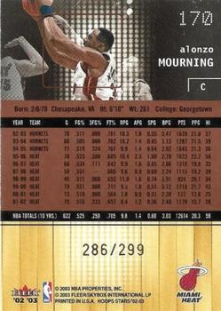 2002-03 Hoops Stars - Five-Star #170 Alonzo Mourning Back