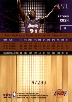 2002-03 Hoops Stars - Five-Star #191 Kareem Rush Back