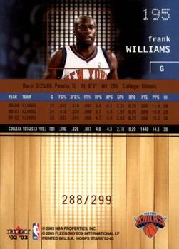 2002-03 Hoops Stars - Five-Star #195 Frank Williams Back