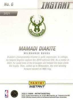 2020-21 Panini Instant NBA Milwaukee Bucks Champions Limited Edition #6 Mamadi Diakite Back