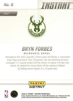 2020-21 Panini Instant NBA Milwaukee Bucks Champions Limited Edition #8 Bryn Forbes Back