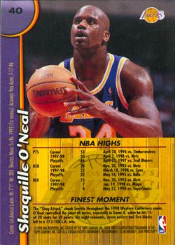 1998-99 Finest #40 Shaquille O'Neal Back