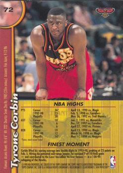 1998-99 Finest #72 Tyrone Corbin Back