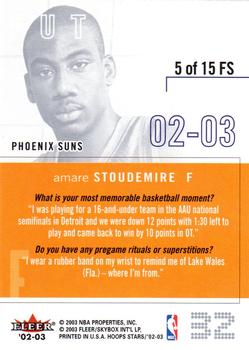 2002-03 Hoops Stars - Future Stars #5 FS Amare Stoudemire Back