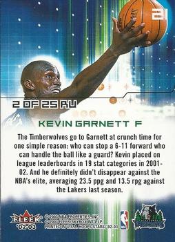 2002-03 Hoops Stars - Raising Up #2 RU Kevin Garnett Back