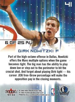 2002-03 Hoops Stars - Raising Up #6 RU Dirk Nowitzki Back