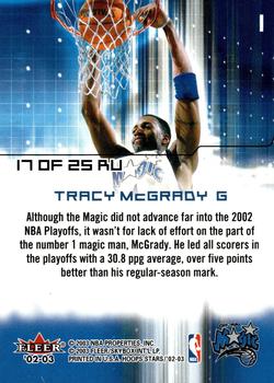 2002-03 Hoops Stars - Raising Up #17 RU Tracy McGrady Back