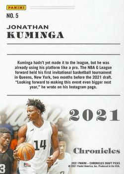 2021 Panini Chronicles Draft Picks #5 Jonathan Kuminga Back