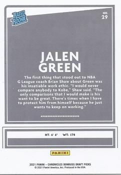 2021 Panini Chronicles Draft Picks #29 Jalen Green Back
