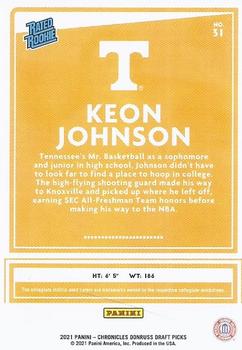 2021 Panini Chronicles Draft Picks #31 Keon Johnson Back