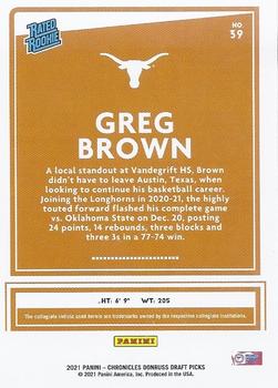 2021 Panini Chronicles Draft Picks #39 Greg Brown Back