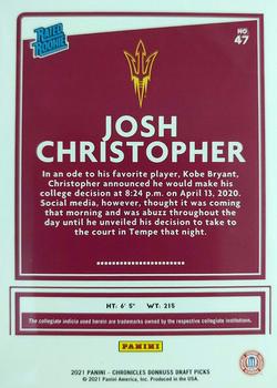2021 Panini Chronicles Draft Picks #47 Josh Christopher Back