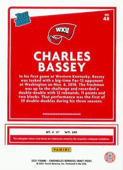 2021 Panini Chronicles Draft Picks #48 Charles Bassey Back