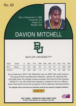 2021 Panini Chronicles Draft Picks #60 Davion Mitchell Back