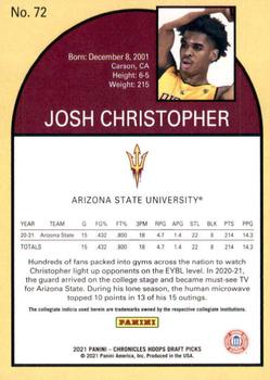 2021 Panini Chronicles Draft Picks #72 Josh Christopher Back