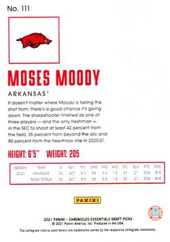 2021 Panini Chronicles Draft Picks #111 Moses Moody Back