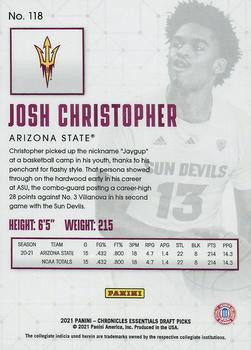 2021 Panini Chronicles Draft Picks #118 Josh Christopher Back