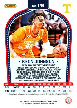 2021 Panini Chronicles Draft Picks #146 Keon Johnson Back