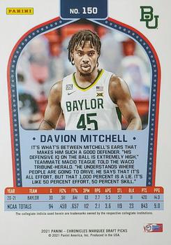2021 Panini Chronicles Draft Picks #150 Davion Mitchell Back