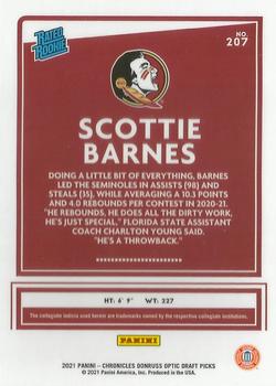 2021 Panini Chronicles Draft Picks #207 Scottie Barnes Back