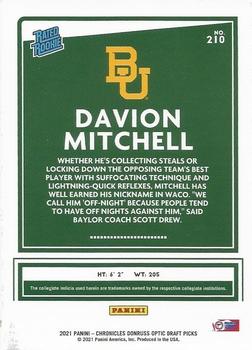 2021 Panini Chronicles Draft Picks #210 Davion Mitchell Back