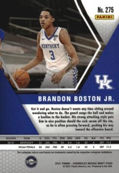 2021 Panini Chronicles Draft Picks #275 Brandon Boston Jr. Back