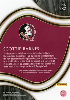 2021 Panini Chronicles Draft Picks #282 Scottie Barnes Back