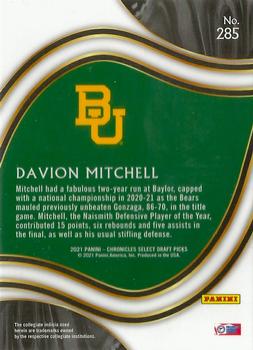 2021 Panini Chronicles Draft Picks #285 Davion Mitchell Back