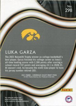 2021 Panini Chronicles Draft Picks #298 Luka Garza Back