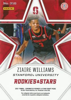 2021 Panini Chronicles Draft Picks #316 Ziaire Williams Back