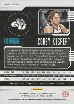 2021 Panini Chronicles Draft Picks #325 Corey Kispert Back