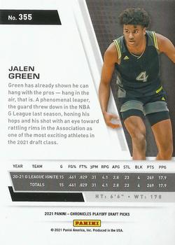 2021 Panini Chronicles Draft Picks #355 Jalen Green Back