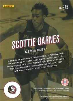 2021 Panini Chronicles Draft Picks #375 Scottie Barnes Back