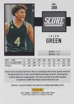 2021 Panini Chronicles Draft Picks #388 Jalen Green Back