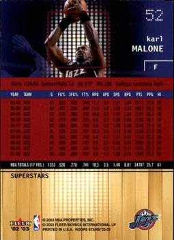 2002-03 Hoops Stars - Superstars #52 Karl Malone Back