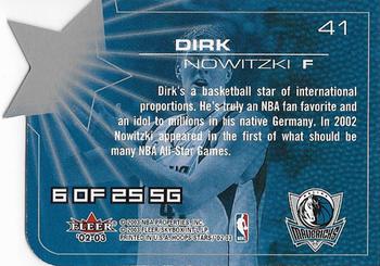 2002-03 Hoops Stars - Star Gazing #6 SG Dirk Nowitzki Back