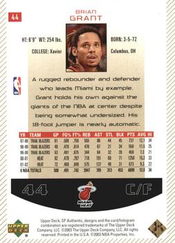 2002-03 SP Authentic - Limited #44 Brian Grant Back