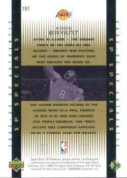 2002-03 SP Authentic - Limited #101 Kobe Bryant Back