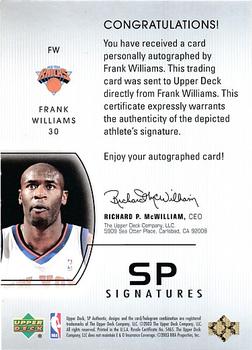 2002-03 SP Authentic - SP Signatures #FW Frank Williams Back