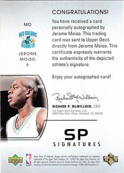 2002-03 SP Authentic - SP Signatures #MO Jerome Moiso Back