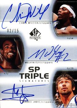 2002-03 SP Authentic - SP Triple Signatures #CW/ME/MA Chris Wilcox / Melvin Ely / Marko Jaric Front